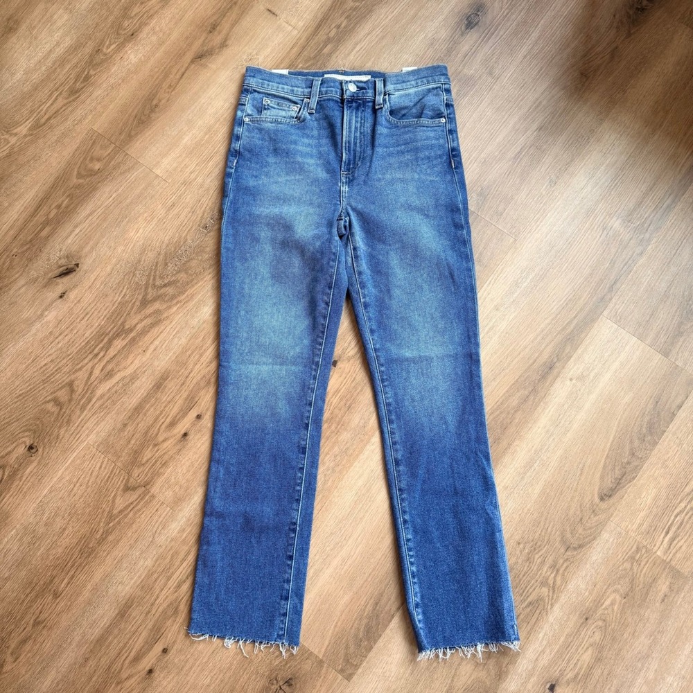 Frank & Eileen Cork High Rise Straight Leg Raw Hem Jeans Blue Size 27